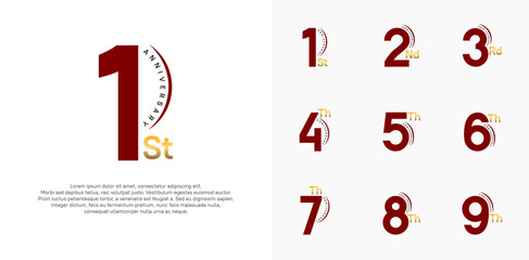 anniversary logotype vector set, red and gold color can be use for special day celebration