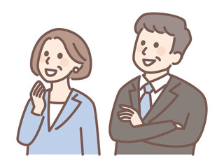 illustration of middle aged man and woman