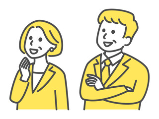 illustration of middle aged man and woman