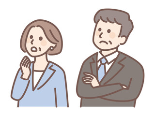 illustration of middle aged man and woman