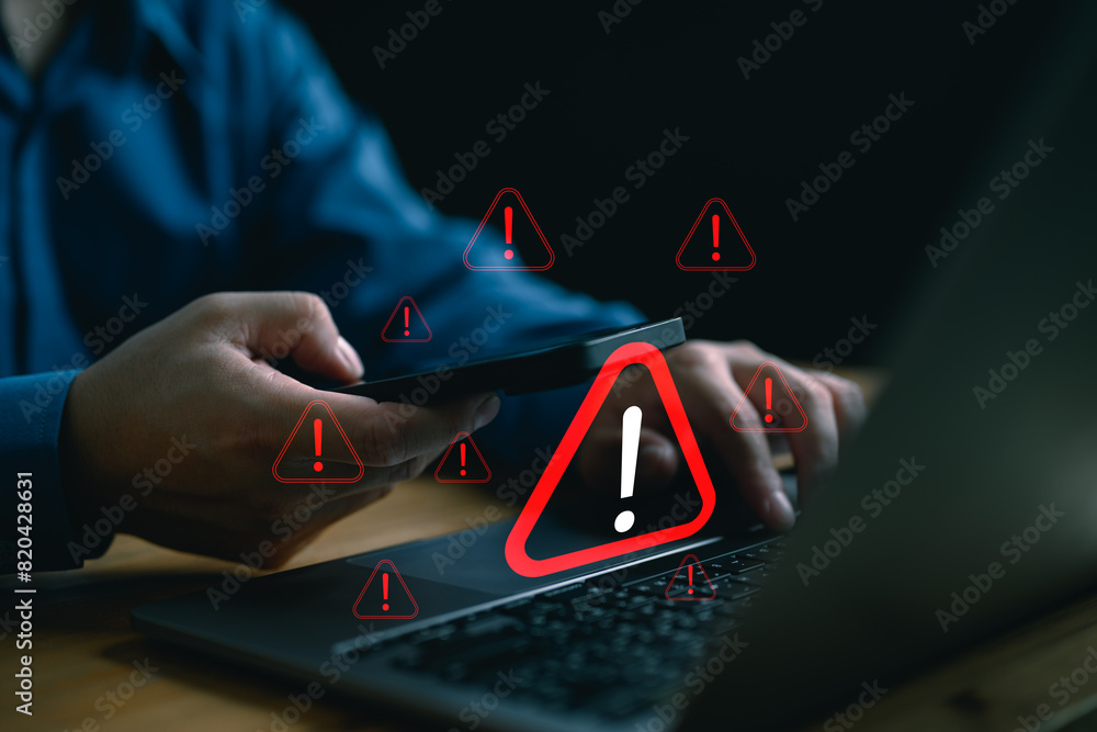 Poster cyberattack cybercrime hacker smartphone. internet web hack technology. digital mobile phone in scam