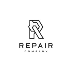 Initial Letter R for repair logo design inspiration