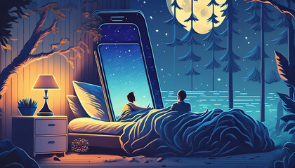 Seeing the cellphone screen on at night causes difficulty sleeping or insomnia