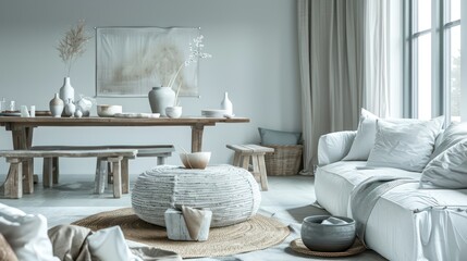 interior living room in Scandinavian clean look and light colors