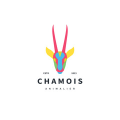 colorful chamois head vector logo design illustration