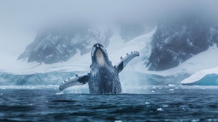 Naklejka premium Balena whales are the best at swimming in the sea.