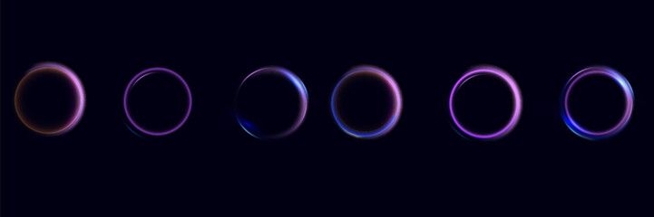 Neon swirl. Curve blue line light effect. Abstract ring background with glowing swirling background. Energy flow tunnel. Blue portal, platform. Magic circle vector.