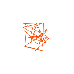 An isolated abstract scribble line shape design element.