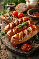 sausage German Bratwurst, grilled with realistic details and contrast
