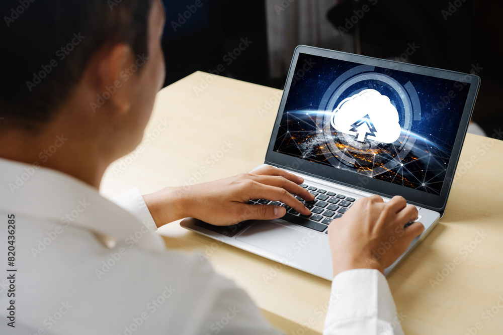 Poster cloud computing software for modish remote work and personal data storage