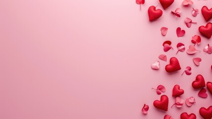 Valentine's Day banner with blank space for text, pink soft gradient background with a minimal design
