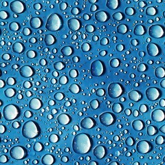 water droplets close up in vibrant and vivid blue with nice shimmering
