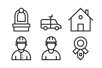 construction line icons vector silhouette illustration