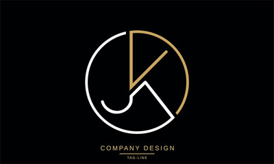 JK, KJ Abstract Letters Logo Monogram Vector Design Font Icon Initials