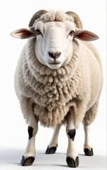 Fototapeta premium A closeup sheep isolated on a white background livestock domestic farm animals ai generated