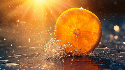 orange slices with sunlight illustration