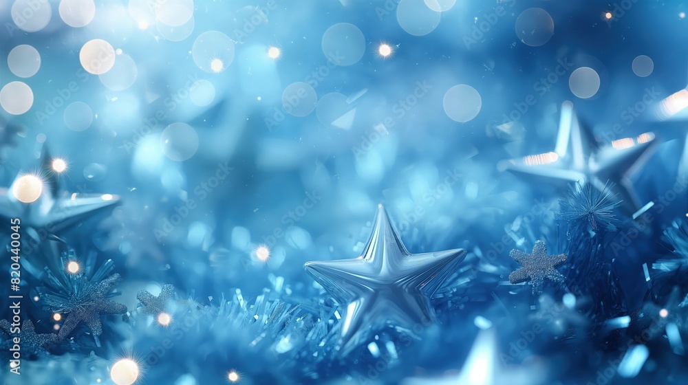 Poster a dynamic abstract background featuring a cascade of sparkling, blue particles and shinny stars rese