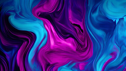 Obraz premium Abstract purple and pink swirling pattern on a fluid, silky texture in a vibrant artwork, Dynamic gradient backgrounds infusing energy and vitality into every frame with their indigo color palettes