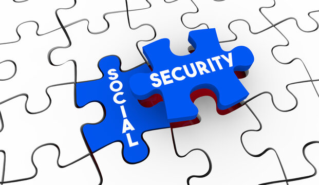 Social Security Puzzle Pieces Government Payment Account Personal Finance Budget 3d Illustration