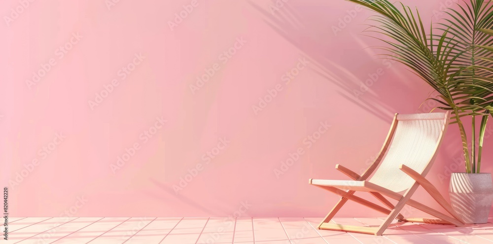 Poster Relaxation in Pastel: Beach Chair on a Serene Background