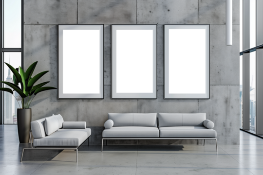 Billboard mockup hanging in modern office space