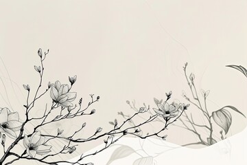 inimalistic design showcasing vine line drawings - lush foliage theme.