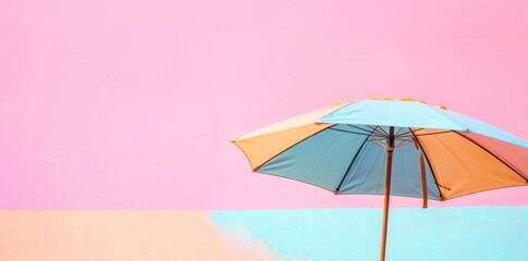 Seaside Paradise: Beach Umbrella Bliss on a Serene Background