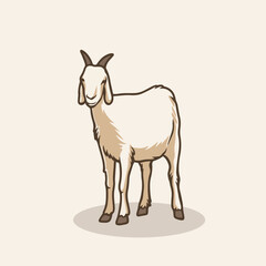 Eid Al Adha Mubarak Goat Hand Drawing Vector Illustration