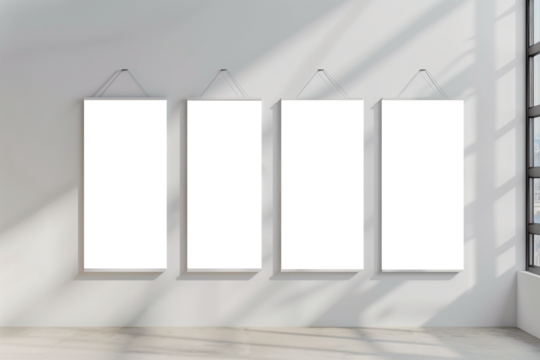 Billboard mockup hanging in modern office space