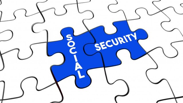 Social Security Puzzle Pieces Government Payment Account Personal Finance Budget 3d Animation