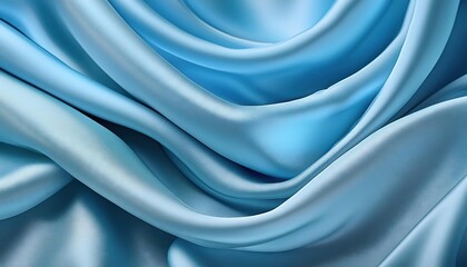 Fototapeta premium Elegant Light Blue Silk Fabric Close-Up