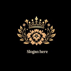 Black background logo with golden crown
