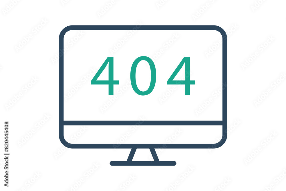 Poster error icon. monitor with 404. icon related to information technology. line icon style. technology el