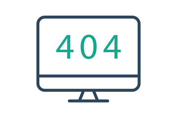 error icon. monitor with 404. icon related to information technology. line icon style. technology element vector illustration