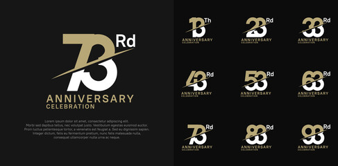 anniversary logotype vector set with brown and white color and slash for celebration day