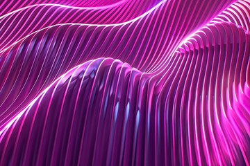 Neon magenta rippling gradient lines abstract background. Modernistic creation