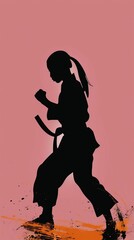silhouette of a woman practicing martial arts