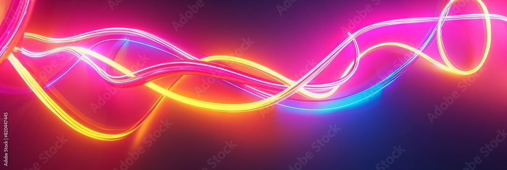 Poster 3d render abstract background with colorful neon line