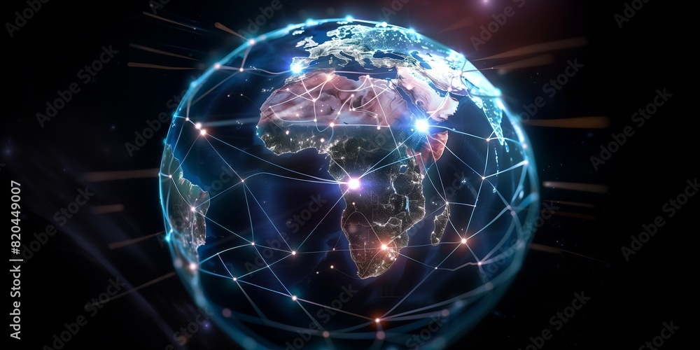 Aufkleber global digital logistics internet marketing and business e-commerce graphic concept showing global n