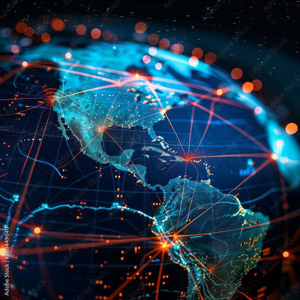 Aufkleber global digital logistics internet marketing and business e-commerce graphic concept showing global n