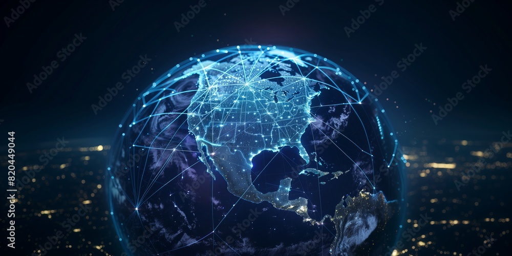Aufkleber global digital logistics internet marketing and business e-commerce graphic concept showing global n