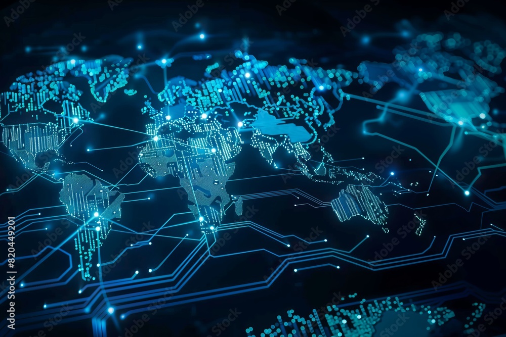 Aufkleber global digital logistics internet marketing and business e-commerce graphic concept showing global n