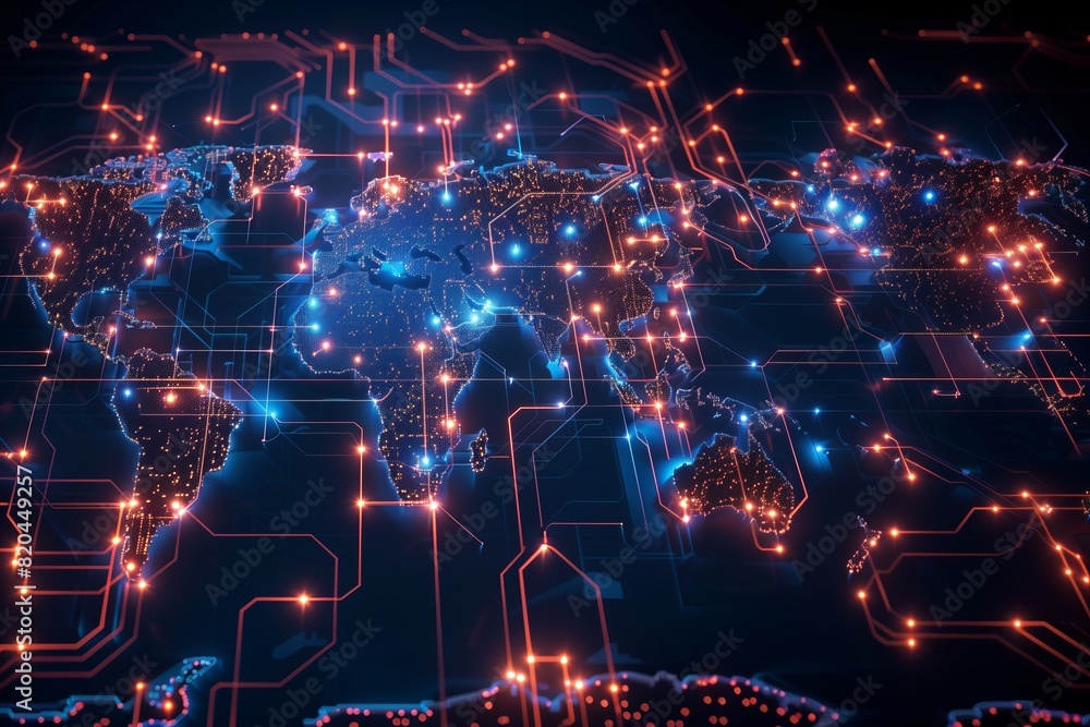 Aufkleber global digital logistics internet marketing and business e-commerce graphic concept showing global n