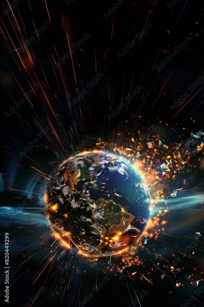 Aufkleber global digital logistics internet marketing and business e-commerce graphic concept showing global n