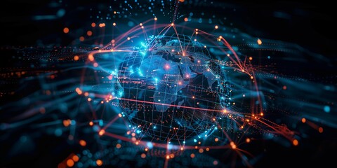 Global digital logistics internet marketing and business e-commerce graphic concept showing global network and social media connection technology. Generative AI