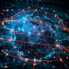 Global digital logistics internet marketing and business e-commerce graphic concept showing global network and social media connection technology. Generative AI