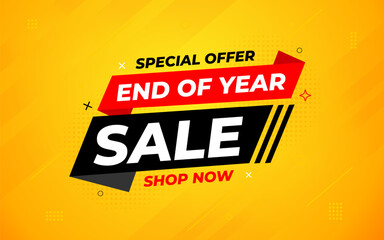End of Year sale offer banner template. stock clearance background. end of year banner template design for web or social media, Sale special offer. abstract vector design.