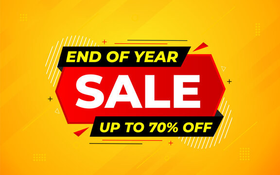 End of Year sale offer banner template. stock clearance background. end of year banner template design for web or social media, Sale special offer. abstract vector design.