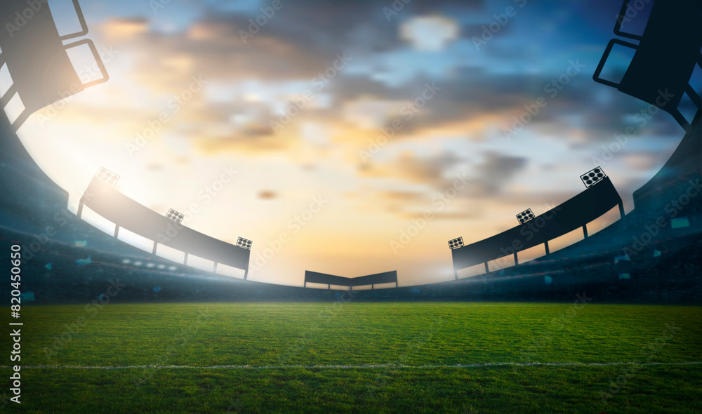 Canvas Prints lights at night and stadium 3D rendering.