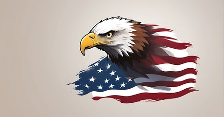 isolated on Soft background with copy space American Flag with Bald Eagle concept, illustration